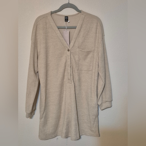 Cozy Beige Knit Romper - Picture 1 of 6